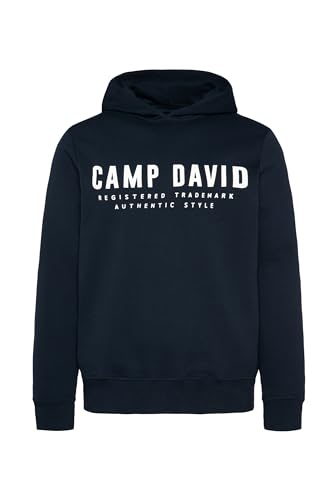 Camp David Herren Basic Hoodie mit Logo Print Blue Navy L von Camp David