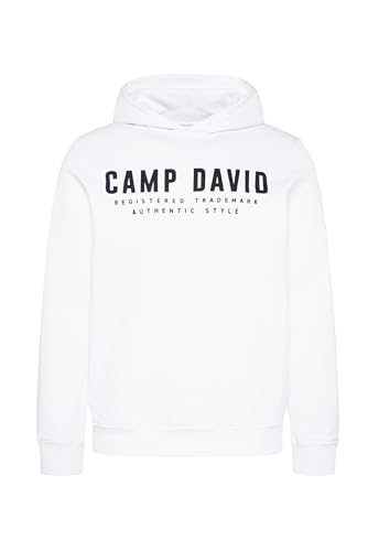 Camp David Herren Basic Hoodie mit Logo Print Opticwhite XXL von Camp David