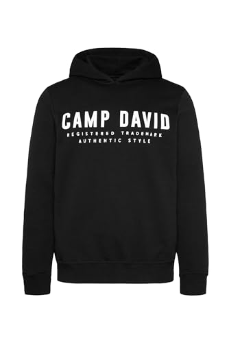 Camp David Herren Basic Hoodie mit Logo Print Black L von Camp David