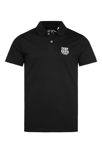 Camp David Herren Basic Pikee-Polo mit Logo-Stickerei Black L von Camp David