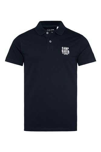 Camp David Poloshirt Herren Basic | Piqué Polo mit Logo-Stickerei, Trikotkragen & 2-Knopfleiste | Oeko-TEX Zertifiziert | Baumwoll-Mix, atmungsaktiv & pflegeleicht | Blue Navy, XXL von Camp David