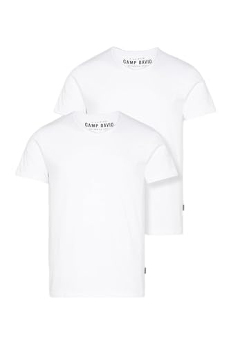 Camp David Herren Basic T-Shirt V-Neck 2er-Pack Opticwhite M von Camp David