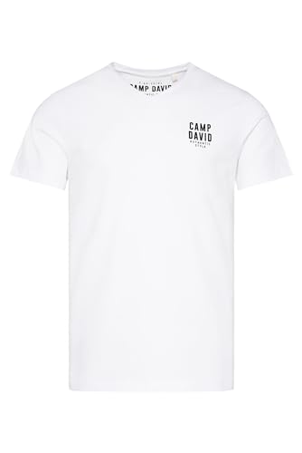 Camp David Herren Basic T-Shirt V-Neck mit Logo Print Opticwhite S von Camp David