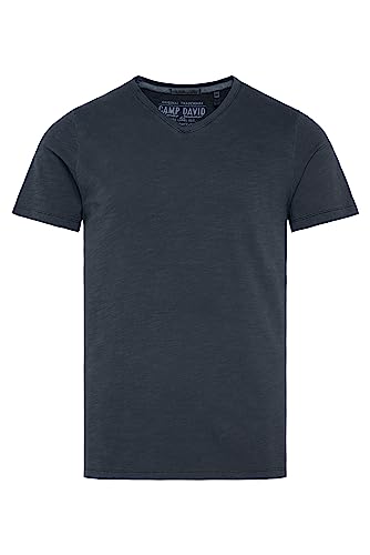 Camp David Herren Basic T-Shirt mit V-Ausschnitt Absolute Blue L von Camp David