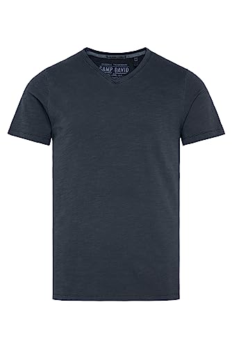 Camp David Herren Basic T-Shirt mit V-Ausschnitt Absolute Blue XXL von Camp David