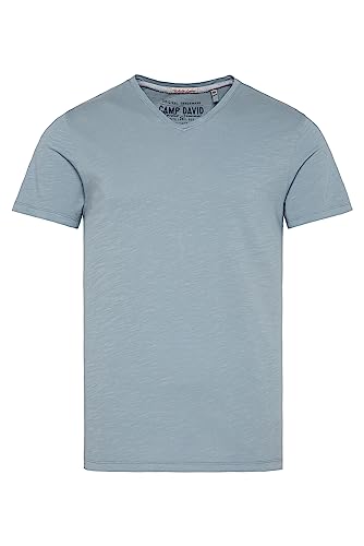 Camp David Herren Basic T-Shirt mit V-Ausschnitt Concrete Grey XL von Camp David