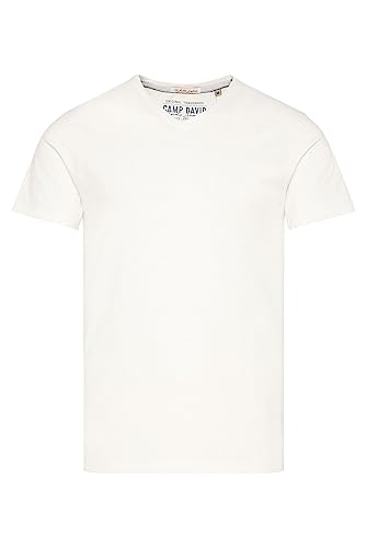 Camp David Herren Basic T-Shirt mit V-Ausschnitt Ivory L von Camp David