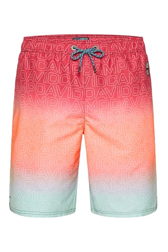 Camp David Herren Beachbermuda mit Farbverlauf und All Over Print Red/Mint, XXXL von Camp David