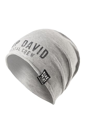 Camp David Herren Beanie aus Jersey mit Logo Print Grey Melange von Camp David