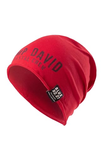 Camp David Herren Beanie aus Jersey mit Logo Print Summer Red von Camp David