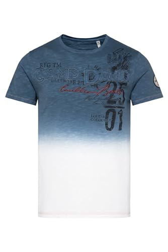 Camp David Herren Dip Dye T-Shirt mit Artwork Lazy Blue XXL von Camp David
