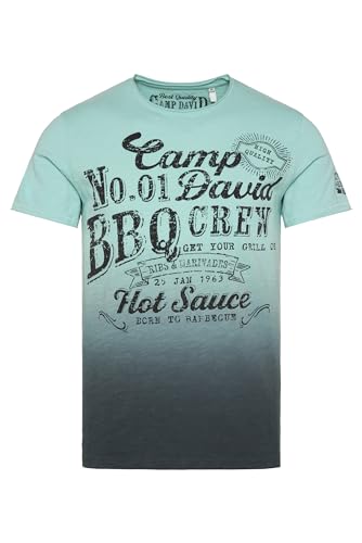 Camp David Herren Dip Dye T-Shirt mit Barbecue Prints Cool Green L von Camp David