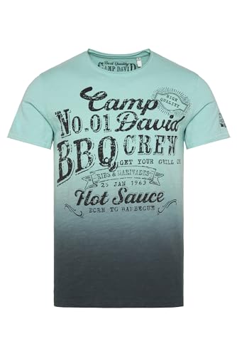 Camp David Herren Dip Dye T-Shirt mit Barbecue Prints Cool Green XL von Camp David