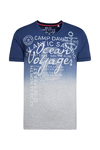 Camp David Herren Dip Dye T-Shirt mit V-Neck und Print von Camp David