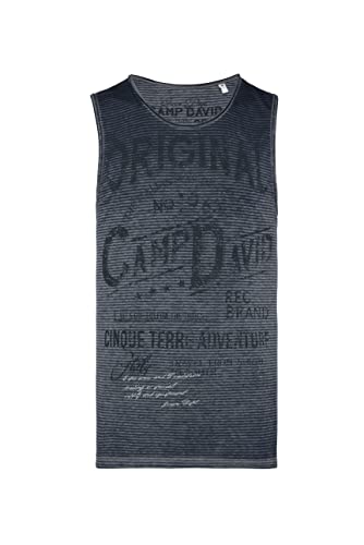 Camp David Herren Gestreiftes Muskelshirt mit Ausbrenner-Effekten von Camp David