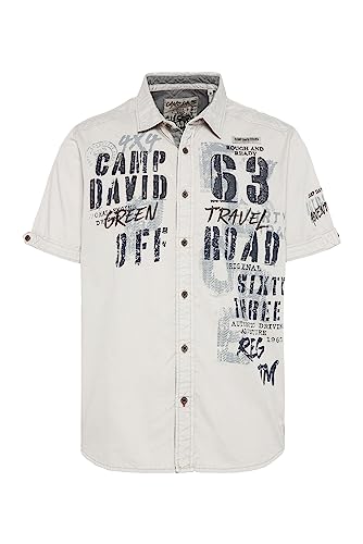 Camp David Herren Hemd Silber/grau/schwarz XL von Camp David