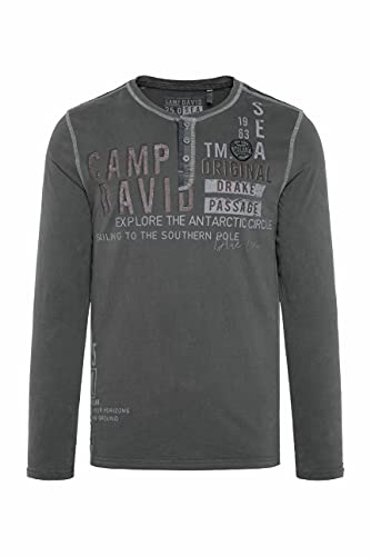 Camp David Herren Henley-Langarmshirt mit Artworks Anthra M von Camp David