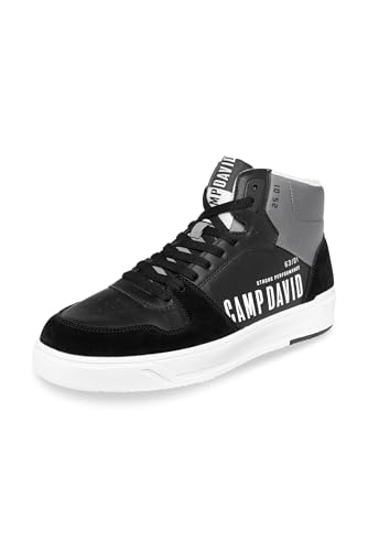 Camp David Herren Hightop Sneaker im Materialmix mit Rubber Logos Black 44 von Camp David