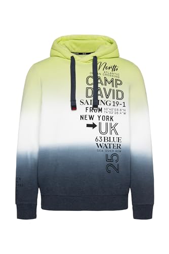 Camp David Herren Hoodie Dip Dye mit Logo Prints Neon Lime 4XL von Camp David