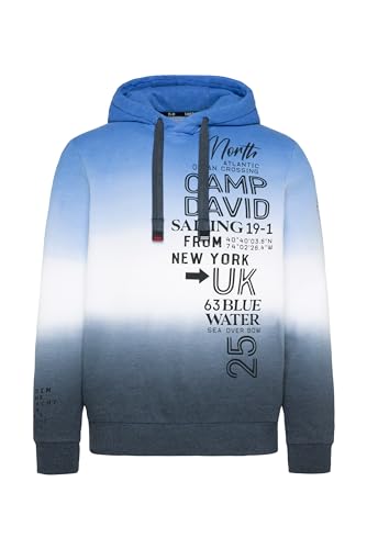 Camp David Herren Hoodie Dip Dye mit Logo Prints Sky Blue L von Camp David