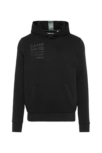 Camp David Herren Hoodie aus Interlock-Jersey mit Rubber Artworks Black XXL von Camp David