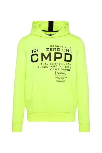 Camp David Herren Hoodie aus Interlock-Jersey mit Rubber Artworks Neon Yellow 4XL von Camp David