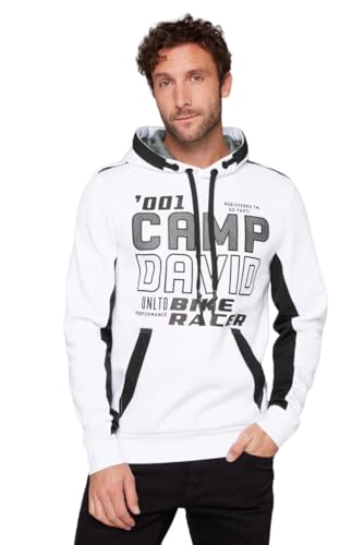 Camp David Herren Hoodie im Materialmix mit Logo Artworks Opticwhite XXXL von Camp David