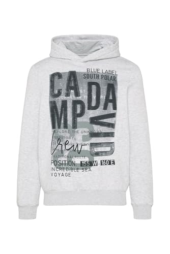 Camp David Herren Hoodie mit Logo Artwork Light Grey Melange XXL von Camp David