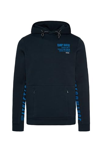 Camp David Herren Hoodie mit Logo Artworks auf Unterarm und Seiten Blue Navy M von Camp David