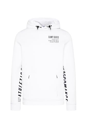 Camp David Herren Hoodie mit Logo Artworks auf Unterarm und Seiten Opticwhite 4XL von Camp David