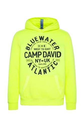 Camp David Herren Hoodie mit rundem Puff Print Neon Lime M von Camp David