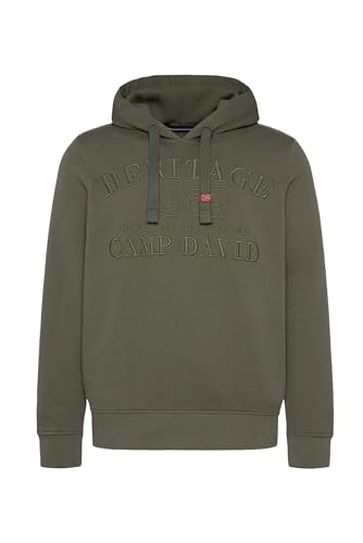 Camp David Herren Kapuzensweatshirt mit 3D-Stickereien Medium Khaki XXXL von Camp David