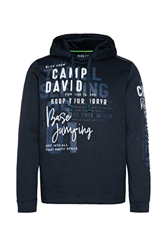 Camp David Herren Kapuzensweatshirt mit Rubber Prints Deep Sea XXL von Camp David