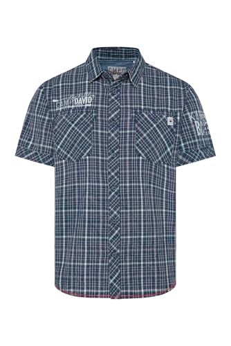 Camp David Herren Karohemd mit Acid-Crinkle-Waschung Dark Teal, XXL von Camp David