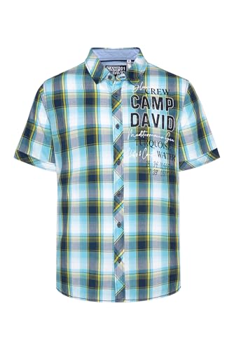 Camp David Herren Karohemd mit Artwork und Stickereien Fresh Aqua, L Camp David Herren Karohemd mit Artwork und Stickereien Fresh Aqua, L von Camp David