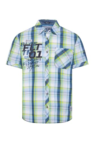 Camp David Herren Kurzarm-Karohemd mit Label-Applikationen Electric Yellow, L von Camp David