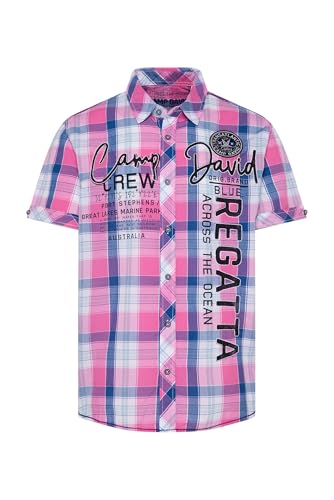 Camp David Herren Kurzarm-Karohemd mit Label-Applikationen Pink, XXL Camp David Herren Kurzarm-Karohemd mit Label-Applikationen Pink, XXL von Camp David