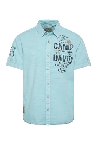 Camp David Herren Kurzarmhemd mit feinen Streifen und Artworks Fresh Breeze, M von Camp David