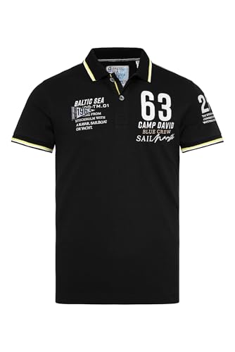 Camp David Herren Kurzarmpolo Pikee mit Logo Artworks Black XXXL von Camp David