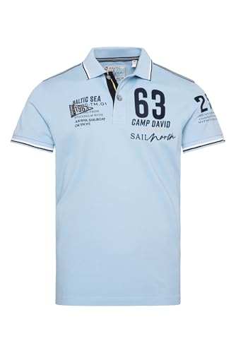 Camp David Herren Kurzarmpolo Pikee mit Logo Artworks Summer Blue 4XL von Camp David