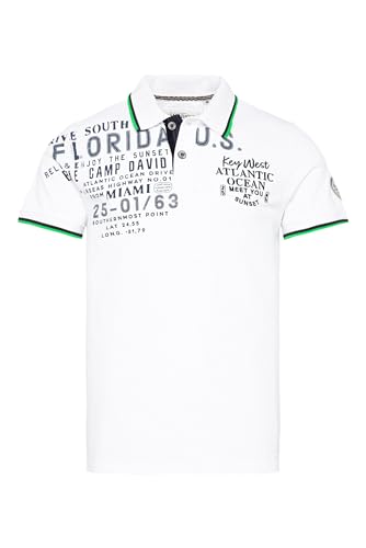 Camp David Herren Kurzarmpolo aus Pikee mit Artwork Opticwhite XXL von Camp David