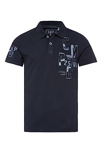 Camp David Herren Kurzarmpolo aus Pikee mit Artworks Blue Navy XL von Camp David