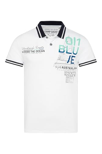 Camp David Herren Kurzarmpolo mit Sailing Print Opticwhite, XXXL Camp David Herren Kurzarmpolo mit Sailing Print Opticwhite, XXXL von Camp David
