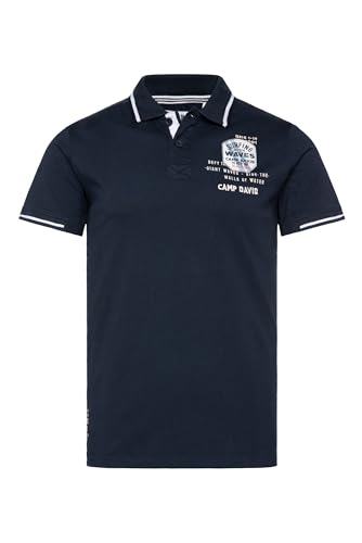 Camp David Herren Kurzarmpolo mit Streifen-Details Blue Navy XL von Camp David