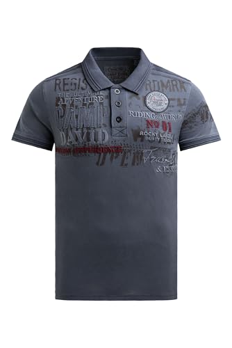 Camp David Herren Kurzarmpolo mit Tapes und Logo-Applikationen Blue Shades, L von Camp David
