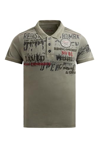 Camp David Herren Kurzarmpolo mit Tapes und Logo-Applikationen Vintage Khaki, XXL von Camp David