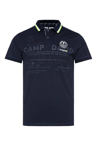 Camp David Herren Kurzarmpolo mit tonigem Artwork Blue Navy, XXL von Camp David