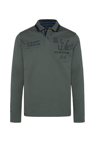 Camp David Herren Langärmliges Poloshirt mit Puffprints Dark Forest, L von Camp David