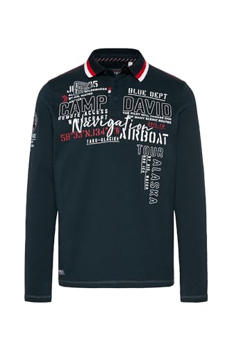 Camp David Herren Langarmpolo mit Logo-Applikationen Frozen Navy XXXL von Camp David