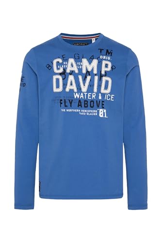 Camp David Herren Langarmshirt mit Label-Applikationen Strong Blue XXL von Camp David